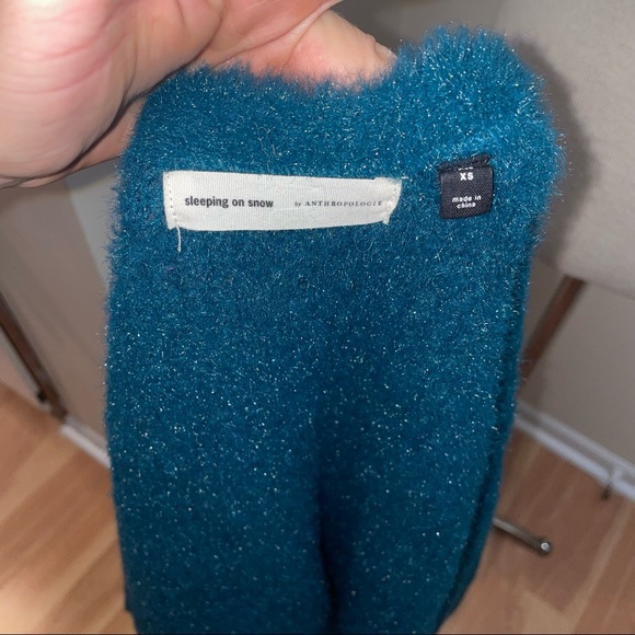 Anthropologie green Sleeping On Snow Northbound Eyelash open front Cardigan XS - Picture 8 of 11